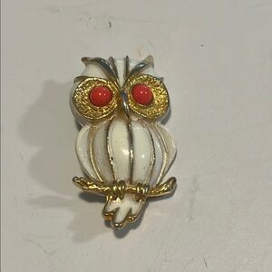 Vintage 1960’s JJ enamel OWL pin brooch